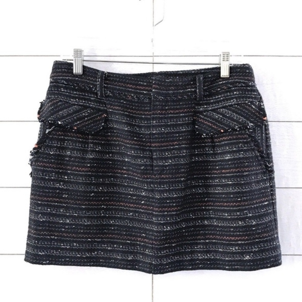 Rachel Roy blue orange white striped mini skirt 8